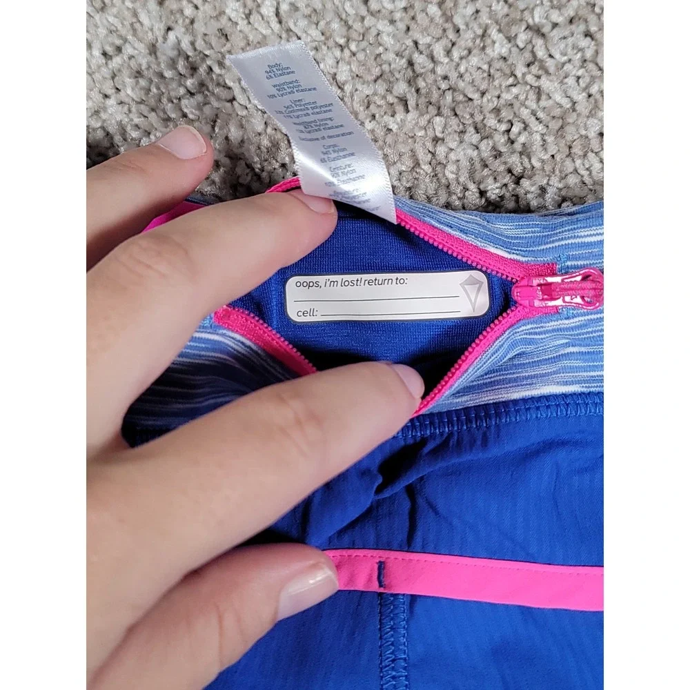 Ivivva by Lululemon Speedy Shorts Size 12 Blue Lined Zipper Pocket Gym Stretch